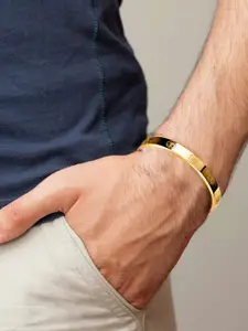 MEENAZ Men Gold-Plated Anti-Tarnish Kada Bracelet