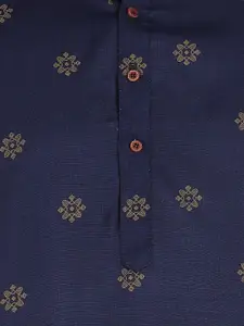 Anouk Floral Printed Thread Work Mandarin Collar Empire Straight Kurta