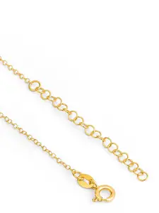 Zavya 925 Pure Sterling Silver Gold-Plated Cubic Zirconia Oval Pendants with Chains