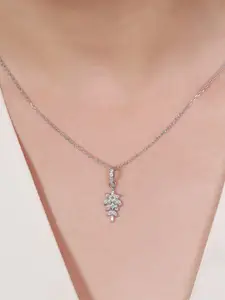 Zavya 925 Pure Sterling Silver Rhodium-Plated Square Pendants with Chains