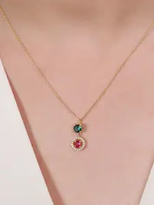 Zavya 925 Pure Sterling Silver Gold-Plated Square Pendants with Chains