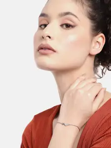 Zavya Set Of 2 925 Pure Silver Cubic Zirconia Rhodium-Plated Link Bracelet