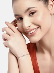 Zavya Set Of 2 925 Pure Silver Cubic Zirconia Rhodium-Plated Link Bracelet