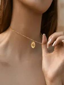 AQUASTREET 18K Gold-Plated Waterproof Round Evil Eye Pendant Chain