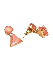 Designbox Alloy Stone Studded Geometric Drop Earrings