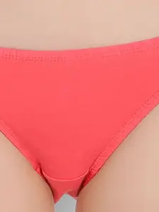 Selfcare Pack of 4 Low RIse Cotton Lycra Solid Panties Bikini Briefs Set - SN2464