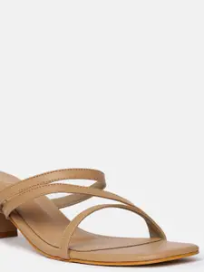 Vishudh Beige Open Toe Block Heels