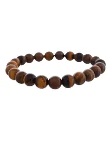 Silvermerc Designs Women Brass Tigers Eye Beaded Bracelet