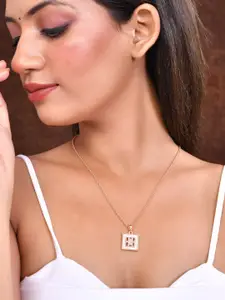Silvermerc Designs Rose Gold-Plated CZ Studded Pendant With Chain