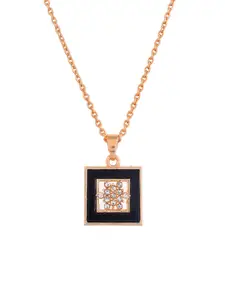 Silvermerc Designs Rose Gold-Plated CZ Studded Pendant With Chain