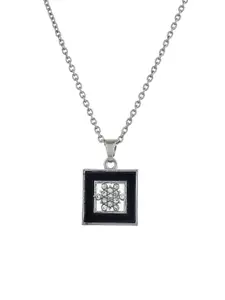 Silvermerc Designs Silver-Plated Cubic Zirconia Studded Pendant With Chain