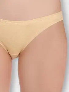 Selfcare Pack of 3 Low Rise Cotton Lycra Solid Panties Bikini Briefs Set - SN2443