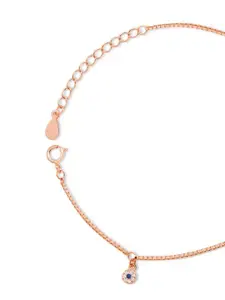 Zavya 925 Pure Silver Cubic Zirconia Studded Rose Gold Plated Link Bracelet