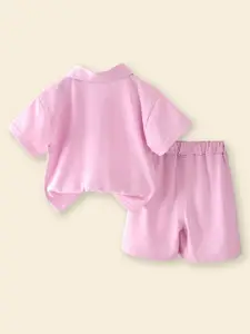 INCLUD Girls Snoopy Printed Polo Collar T-shirt & Shorts Set