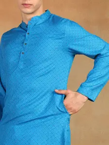 Anouk Geometric Printed Mandarin Collar Long Sleeves Straight Kurta