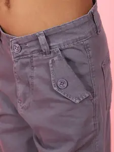 V-Mart Girls Mid-Rise Coloured Shade Clean Look Cotton Cargo Jeans