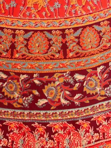 Exotic India Windsor Wine Printed Animals Wrap-Around Pure Cotton Long Skirt