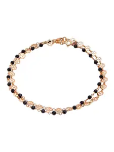 Zavya 925 Pure Silver Rose Gold-Plated Artificial Beads Beaded Anklets