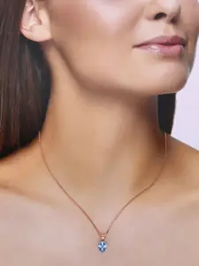 KAI JEWEL Rose Gold-Plated Cubic Zirconia Studded Pendant Chain