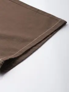 The Roadster Life Co. Men Flared Pleated Pure Cotton Wide Leg Trousers