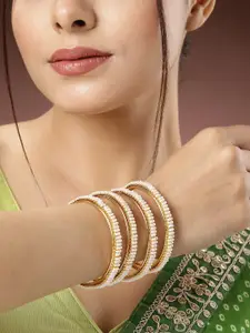 NVR Set of 4 Gold-Plated Beaded Bangles