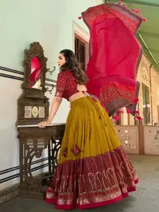 LOOKNBOOK ART Printed Semi-Stitched Lehenga & Unstitched Blouse With Dupatta