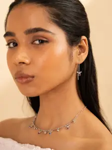 SHAYA 925 Silver Oxidised Sudo Motif Sui Dhaga Earrings