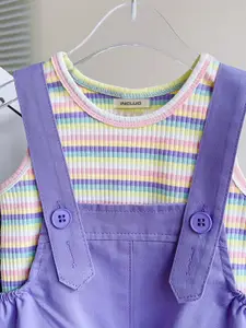 INCLUD Girls Striped Dungarees With Tank Top