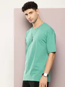 Kook N Keech Men Drop-Shoulder Sleeves Oversized Pure Cotton T-shirt