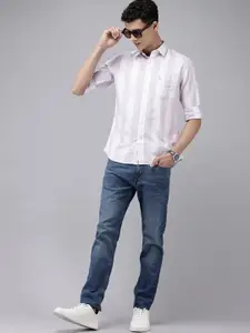 U.S. Polo Assn. Tailored Fit Striped Cutaway Collar Pure Cotton Casual Shirt