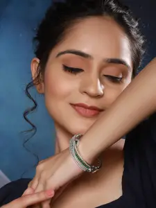 Saraf RS Jewellery Cubic Zirconia Silver Plated Kada Bracelet