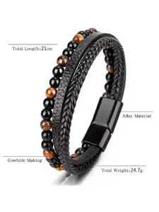 MEENAZ Men Leather Multistrand Bracelet