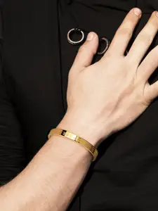 MEENAZ Men Stainless Steel Gold Plated Kada Bracelet