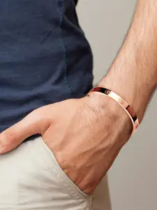MEENAZ Men Rose Gold-Plated Stainless Steel Kada Bracelet