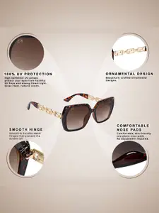 AISLIN Women Rectangle Sunglasses with UV Protected Lens ES_13327-86-AS-7001-BRW-oBRGL-RT