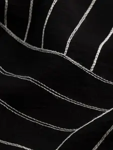 Snitch Straight Black Slim Fit Spread Collar Striped Casual Shirt