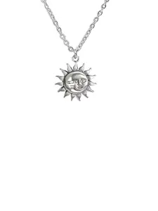 Goho Silver-Plated Sun and Moon Pendant with Chain