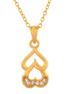 PYR FASHION Gold-Plated Heart Shaped Pendant with Chain