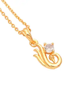 PYR FASHION Gold-Plated Peacock Shaped Pendant with Chain