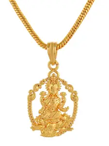 PYR FASHION Gold-Plated Durga Laxmi Pendant with Chain