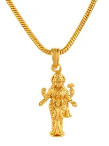 PYR FASHION Gold-Plated Durga Laxmi Pendant with Chain