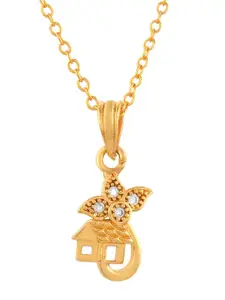 PYR FASHION Gold-Plated Contemporary Pendant with Chain