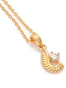 PYR FASHION Gold-Plated Peacock Shaped Pendants with Chains