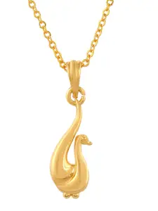 PYR FASHION Gold-Plated Peacock Shaped Pendant with Chain