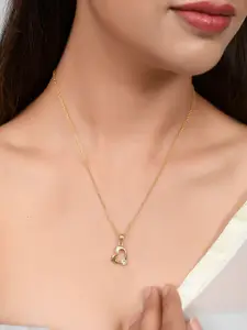 PYR FASHION Gold-Plated Heart Shaped Pendant with Chain