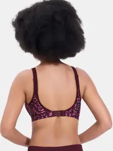 MAROON Full Coverage Removable Padding Workout Bra With All Day Comfort