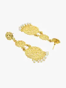 Adwitiya Collection Gold-Plated Pearls Beaded Classic Drop Earrings