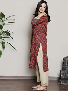 Spring Soul V Neck Floral Printed Kurta