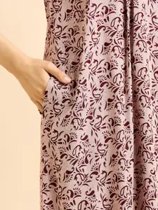 Sweet Dreams Maroon Printed Maxi Nightdress