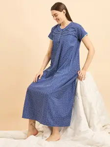 Sweet Dreams Blue Printed Maxi Nightdress